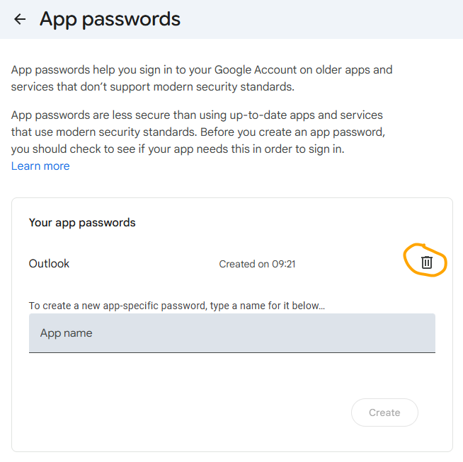 Remove an App Password